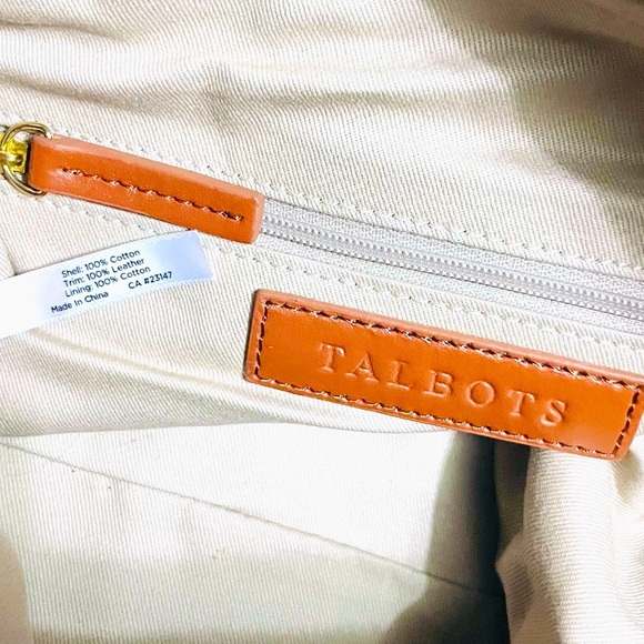 Talbots Summer bag in Linen/ Cotton blend fabric with Leather detachable strap - Picture 10 of 10